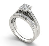 Classic Sterling Silver Princess Cut Wedding/Engagement Set - Wedding Rings