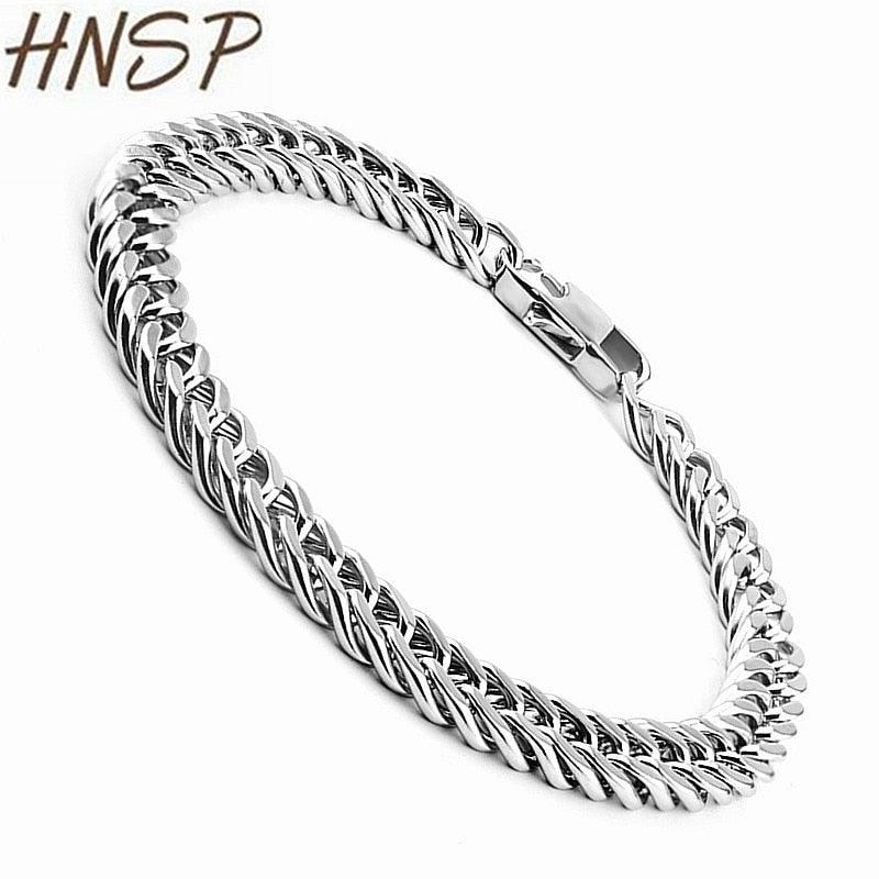 HNSP Punk 10MM Cuba Chain Bracelet For Men Male Stainless Steel Bracelets Gift wholesale