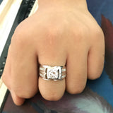 Original Solid 925 Silver Rings For Men Sona 1 Carat Diamant Engagement Cubic Zirconia Wedding Jewelry
