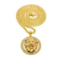 Mens Hip Hop Jewelry Iced Out Gold Color Fashion Bling Bling Lion Head Pendant Men Necklace Gold Color For Gift/present - DRE's Electronics and Fine Jewelry