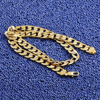 Shellhard Hip Hop Men Necklace Chains Fashion Solid Gold Color Filled Curb Cuban Long Necklace DIY Chain Charm Unisex Jewelry - DRE's Electronics and Fine Jewelry