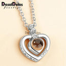 I Love You Projection Charm Pendant Necklaces Heart-shaped Crystal Wedding Ladies Necklace - DRE's Electronics and Fine Jewelry