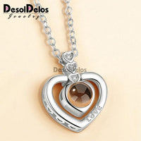 I Love You Projection Charm Pendant Necklaces Heart-shaped Crystal Wedding Ladies Necklace - DRE's Electronics and Fine Jewelry