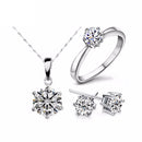 Silver Color Fashion Jewelry Sets Cubic Zircon Statement Necklace & Earrings Rings Wedding for Women Gift - Necklaces