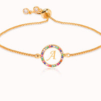 Colorful Rainbow Zircon 26 Letter Bracelet for Women adjustable initial Bracelet Femme Snake Chain Jewelry Christmas gifts - DRE's Electronics and Fine Jewelry