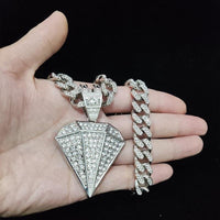 Men Women Hip Hop Iced Out Bling Bling diamonds Pendant Necklace with 13mm Cuban Chain HipHop Necklaces Fashion Charm Jewelry - DRE's Electronics and Fine Jewelry