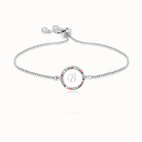 Colorful Rainbow Zircon 26 Letter Bracelet for Women adjustable initial Bracelet Femme Snake Chain Jewelry Christmas gifts - DRE's Electronics and Fine Jewelry