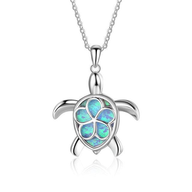 Silver Filled Blue Sea Turtle Pendant Necklace for Women - DRE's Electronics and Fine Jewelry