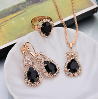 Water Drop Shape Earrings Necklace Rings Jewelry Sets