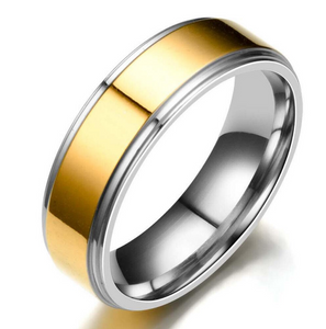 Stainless steel Wedding Ring Silver Gold Color Simple Design Couple Alliance 4mm 6mm Width Band for Women and Men - Rings