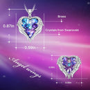 Cdyle Crystals from Swarovski Angel Wings Necklaces Earrings Purple Blue Crystal Heart Pendant Jewelry Set For Women Love Gifts - DRE's Electronics and Fine Jewelry