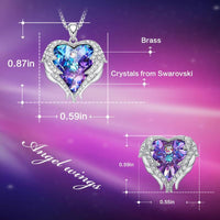 Cdyle Crystals from Swarovski Angel Wings Necklaces Earrings Purple Blue Crystal Heart Pendant Jewelry Set For Women Love Gifts - DRE's Electronics and Fine Jewelry