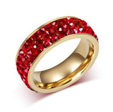 Vintage Wedding Rings for Women 3 Row Crystal Cubic Zirconia