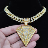 Men Women Hip Hop Iced Out Bling Bling diamonds Pendant Necklace with 13mm Cuban Chain HipHop Necklaces Fashion Charm Jewelry