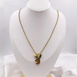 2020 new Women Fashion Cute Long Ear Bunny Pendant Necklaces Charm Playboy Necklace Party Jewelry Collier Femme - Sterling Silver