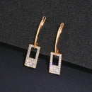 Luxury Classic Gold Color Long Crystal Earring Brincos Simple Geometric Square Drop Earrings - DRE's Electronics and Fine Jewelry