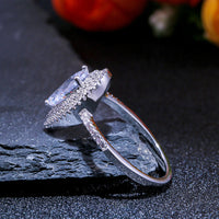 Sparkly Pear-shaped Water Drop Cubic Zirconia Wedding Rings for women Silver OL Finger Engagement Female Anel gifts