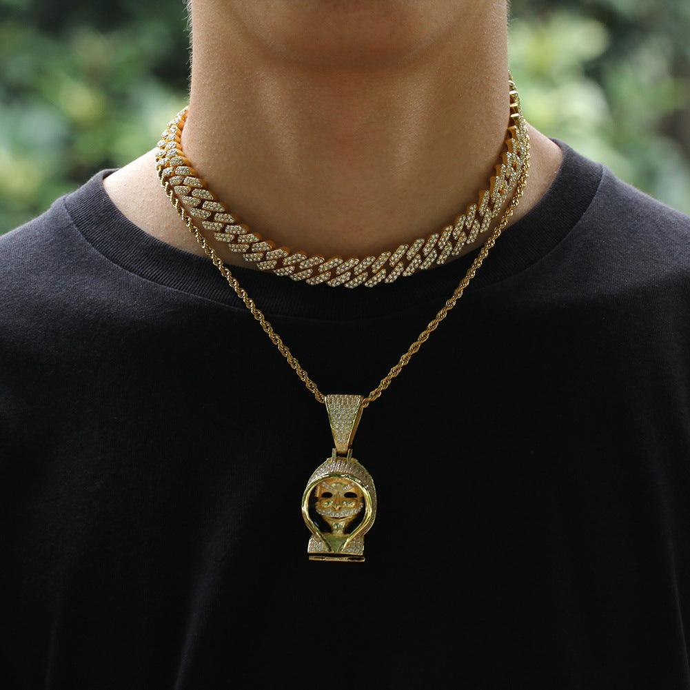 Gold-plated full diamond alloy hip-hop necklace - DRE's Electronics and Fine Jewelry