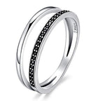 BAMOER 925 Sterling Silver Double Circle Black Clear CZ Stackable Finger Ring SCR082 - DRE's Electronics and Fine Jewelry