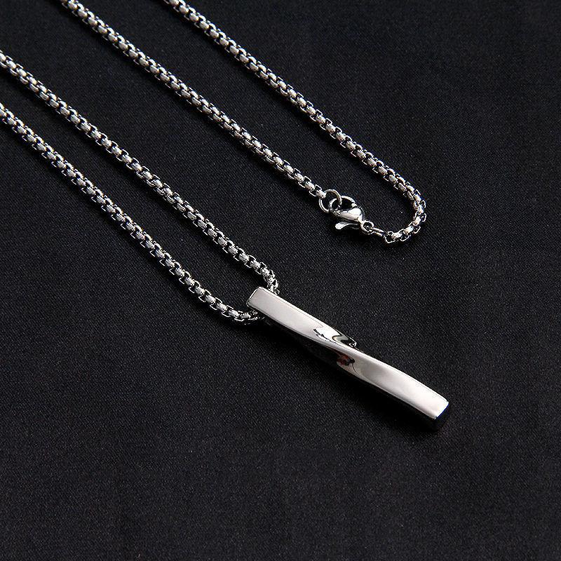 2021 Fashion New Black Rectangle Pendant Necklace Men Trendy Simple Stainless Steel Chain Men Necklace Jewelry Gift - DRE's Electronics and Fine Jewelry