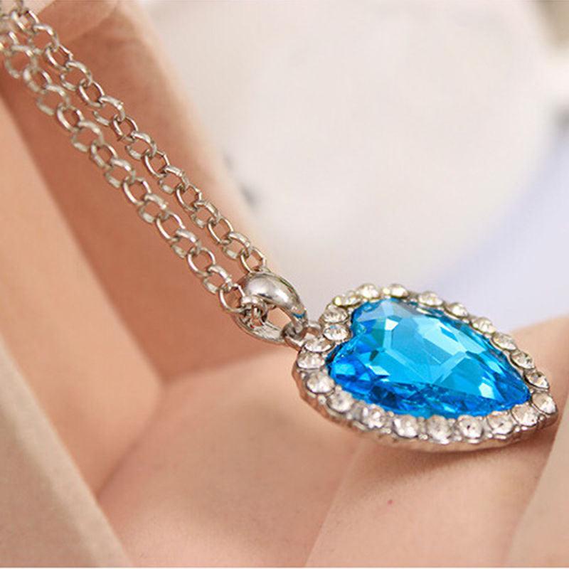 Crystal Pendant Heart Necklace Classic Titanic Ocean Crystal Heart Pendant Necklace Rhinestone Lover Gift - DRE's Electronics and Fine Jewelry