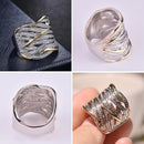 Multi-layer Gold Two-tone Ring High Quality Simulation Crystal Silver Color Wedding Rings For Women Bagues Pour Femme - DRE's Electronics and Fine Jewelry