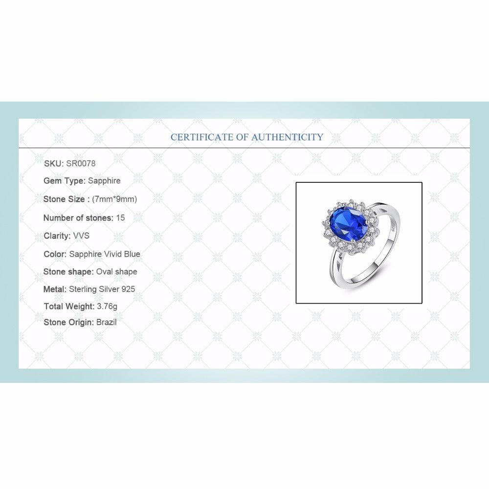 Princess Diana William Kate Gemstone Rings Sapphire Blue Wedding Engagement 925 Sterling Silver Finger Ring for Women - DRE's Electronics and Fine Jewelry