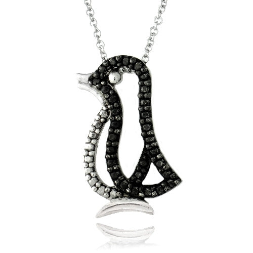 Black Diamond Accent Penguin Necklace - Apparel shoes & jewelry||Jewelry watches||Necklaces