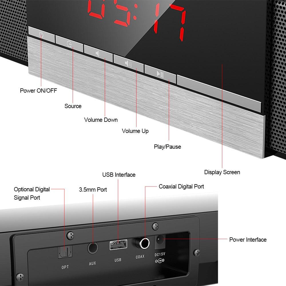 SR100 Plus Bluetooth Soundbar Home TV Speaker Wireless Subwoofer Remote Control Stereo Surround Sound 4*15W Speakers - DRE's Electronics and Fine Jewelry