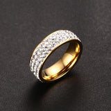 Vintage Wedding Rings for Women 3 Row Crystal Cubic Zirconia