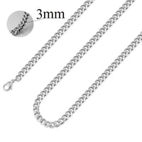 NIBA 3/5/7/8mm wide Men's Chain Collana Uomo 24inch Stainless Steel Silver Plated Cadenas Hombre Necklace Fashion Jewelry - DRE's Electronics and Fine Jewelry