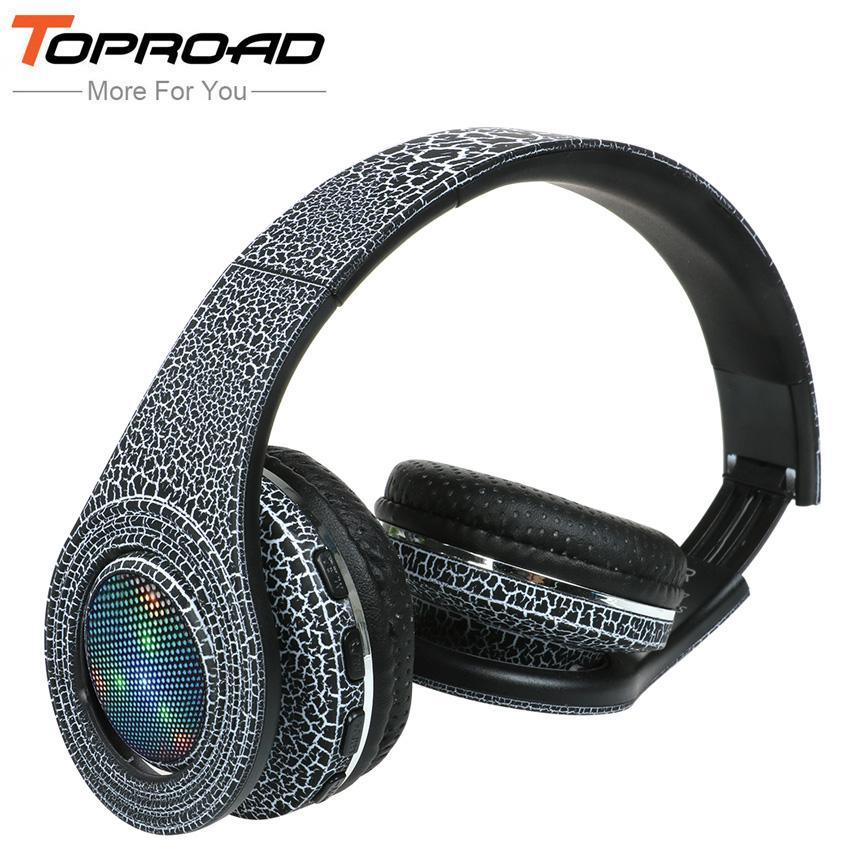 TOPROAD Casque Auriculares Bluetooth Headset Glowing LED Big Wireless Earphone Head Phone