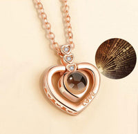 I Love You Projection Charm Pendant Necklaces Heart-shaped Crystal Wedding Ladies Necklace - DRE's Electronics and Fine Jewelry