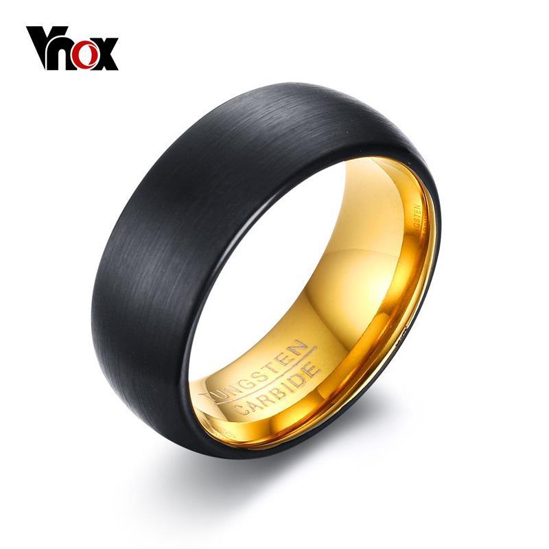 VNOX 8mm Black Matt Surface Tungsten Rings for Men