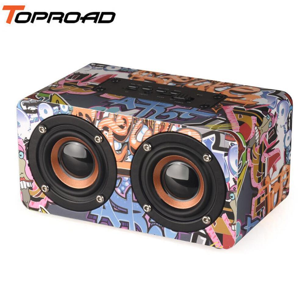 TOPROAD Wooden Wireless Bluetooth Speaker Portable HiFi Shock Bass Altavoz TF FM Radio Soundbar - DRE's Electronics and Fine Jewelry