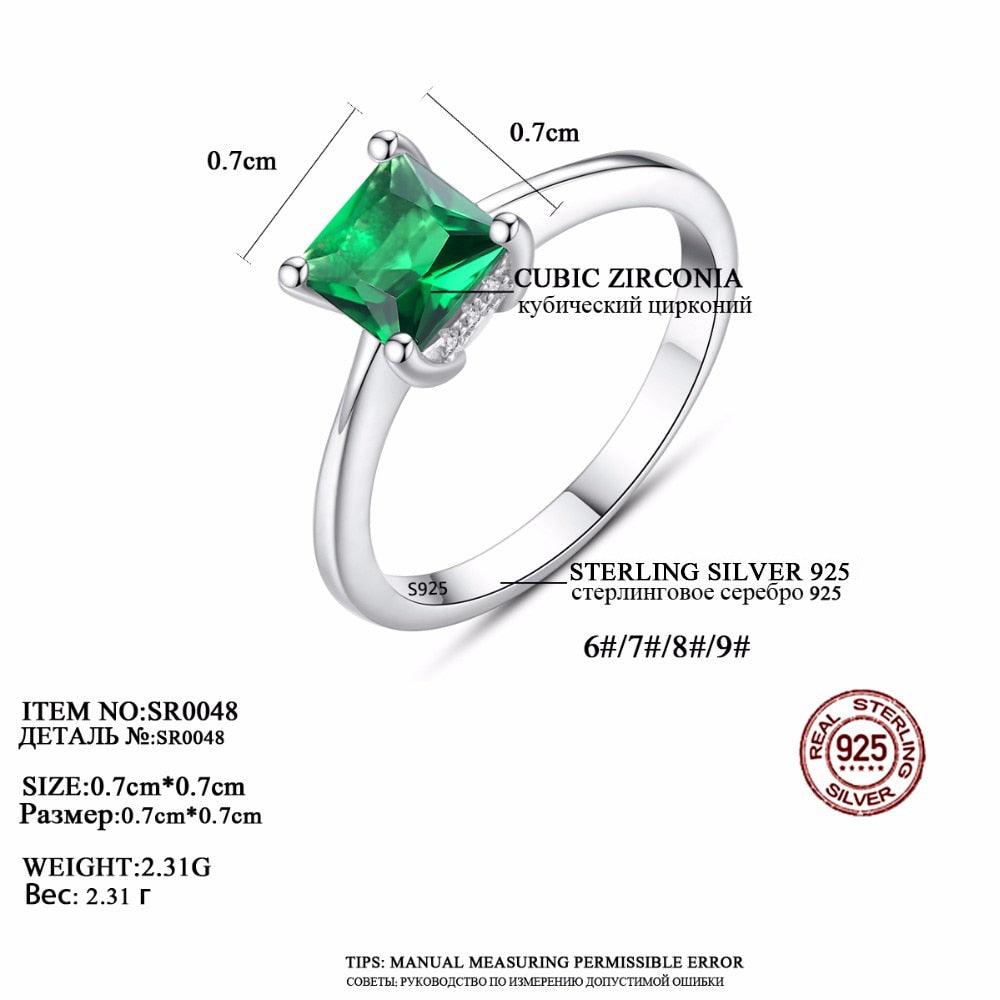 Emerald Simple Female Zircon Stone Finger Ring 925 Sterling Silver Women Jewelry Prom Wedding Engagement Rings - DRE's Electronics and Fine Jewelry