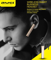 Awei A831BL Business Mono Wireless Earphone Bluetooth Headphones Hands Free With Microphone - DRE's Electronics and Fine Jewelry