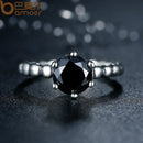 BAMOER Finger Ring with Black Cubic Zirconia Wedding Jewelry PA7205 - DRE's Electronics and Fine Jewelry