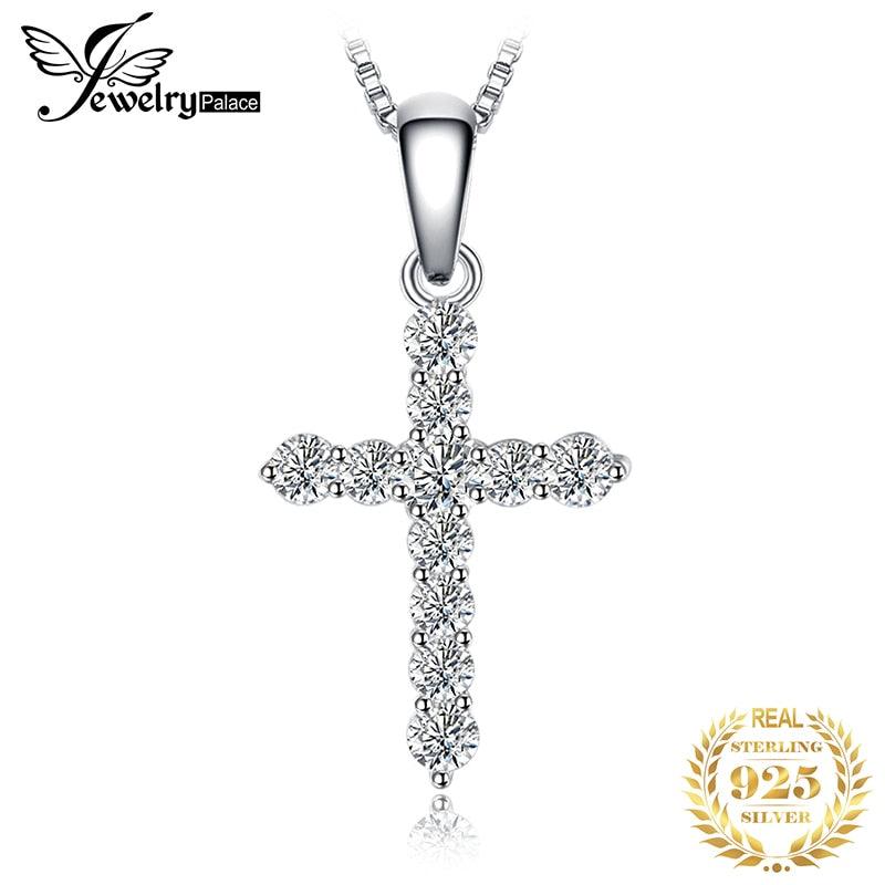 JewelryPalace Cross Sideway 925 Sterling Silver Cubic Zirconia Statement Necklace for Women Simulated Diamond Pendant No Chain - DRE's Electronics and Fine Jewelry