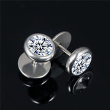 ZORCVENS New Arrival Fashion Jewelry Delicate Stainless Steel Inlaid CZ Accessories silver color Black Man Woman Stud Earrings
