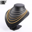 Rope Chain Width 3mm Gold Silver Stainless Steel Necklace Men Twisted Necklaces Jewelry - DRE's Electronics and Fine Jewelry