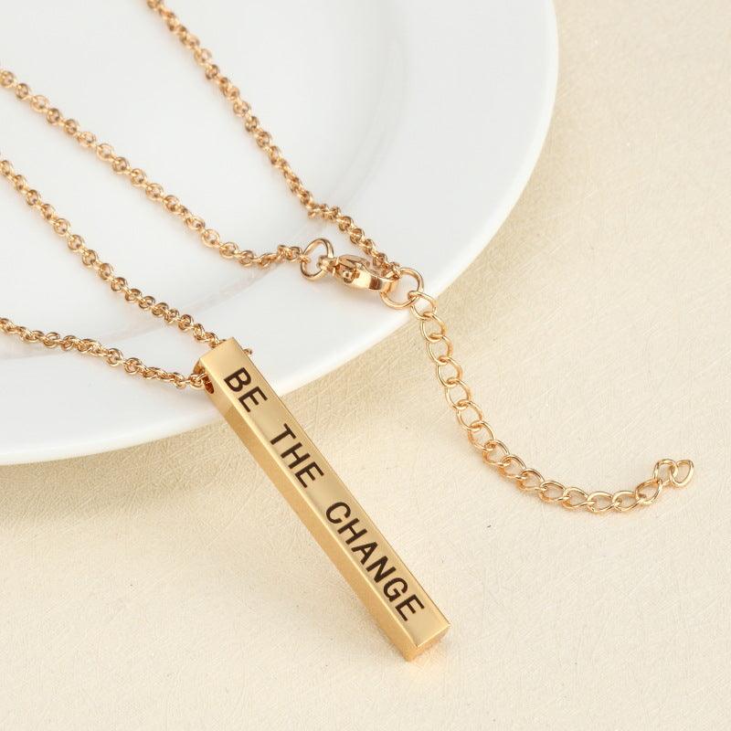 S925 Sterling silver Four Sides Engraving Personalized Couple Necklace Pendant Long Gold Chain Men Women Jewelry Birthday Gift