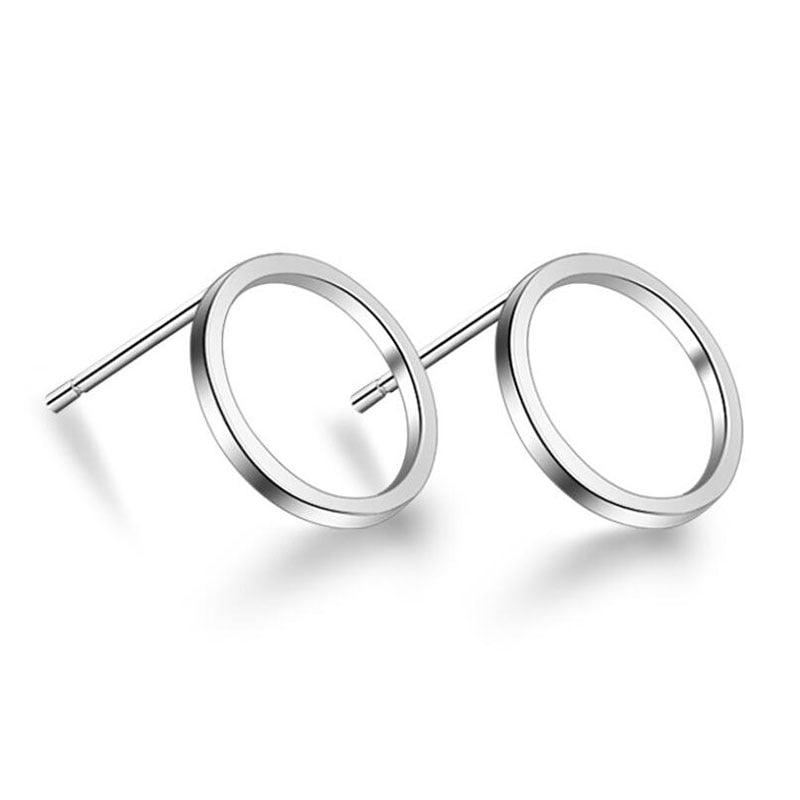 ANENJERY 925 Sterling Silver Simple Geometric Circle Square Triangle Stud Earrings For Women Gift Oorbellen S-E535 - DRE's Electronics and Fine Jewelry