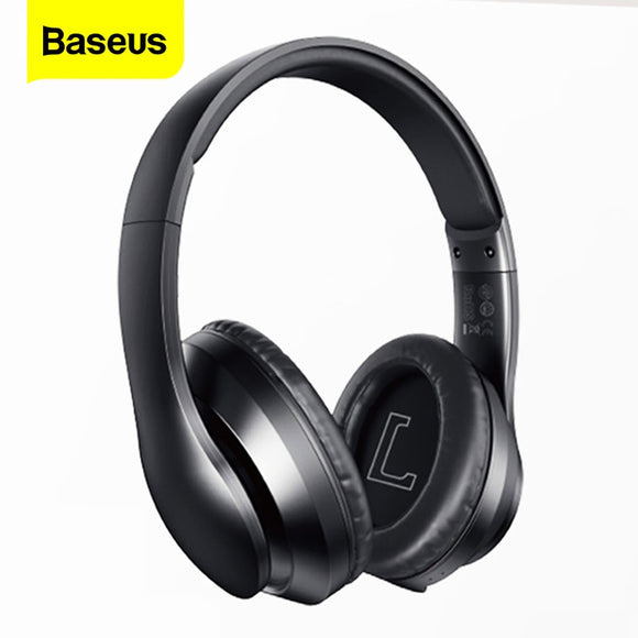 Baseus D07 Wireless Headphone Bluetooth 5.0 Earphone Handsfree Mega Bass Headset Ear HeadPhone For iPhone Xiaomi Huawei Earpiece - Black / 