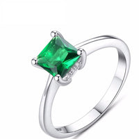 Emerald Simple Female Zircon Stone Finger Ring 925 Sterling Silver Women Jewelry Prom Wedding Engagement Rings - DRE's Electronics and Fine Jewelry