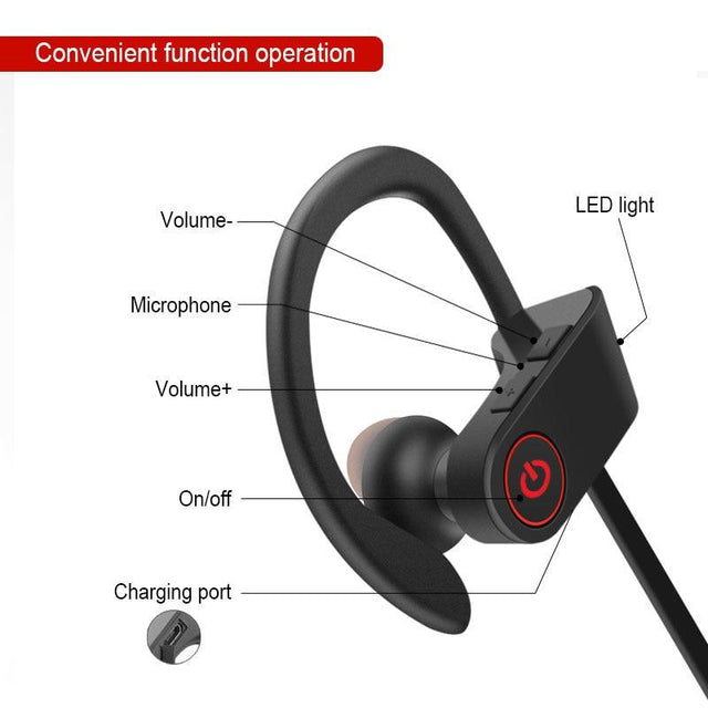 Sports Bass Bluetooth Headphones Waterproof Wireless Earphones and Headphone Wireless Stereo Music with Mic for Xiaomi