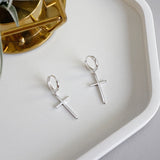 Flyleaf 925 Sterling Silver Cross Dangle Earrings For Women New Trend Lady Fashion Jewelry Pendientes Mujer Moda