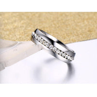 crystal wedding ring for women 6mm stainless steel engagement - DRE's Electronics and Fine Jewelry