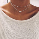 Necklace for Women Heart shape Double Chain Gold Sliver Jewelry Necklaces Ladies Gift Valentine Day Present - DRE's Electronics and Fine Jewelry