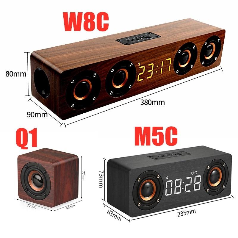 Wooden Soundbar Bluetooth Speaker Music Acoustic System 20W HIFI Stereo Music Surround LED Display Outdoor Speaker With FM Radio - DRE's Electronics and Fine Jewelry